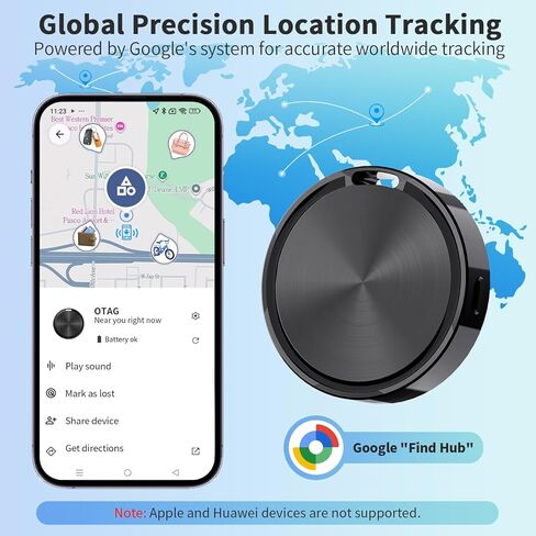 علامات تعقب Android متوافقة مع تطبيق Google Find Hub (Android فقط) جهاز تعقب بلوتوث مقاوم للماء IP65، مكتشف العناصر للمفتاح، والمحافظ، وحقيبة الظهر، وحقائب السفر - أسود + أبيض in Kuwait