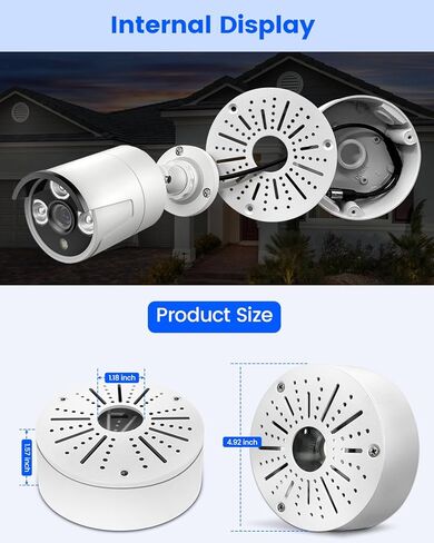 Aluminum Universal Security Camera Junction Box, Metal Mount Bracket for Bullet, Dome, PTZ Cameras, Cable Concealment for Surveillance IP Cameras in Saudi Arabia