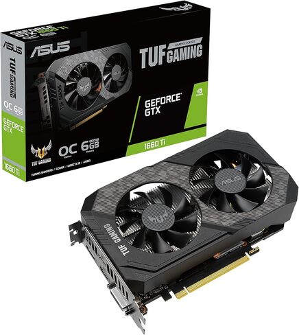 بطاقة رسومات ASUS TUF Gaming NVIDIA GeForce GTX 1660 Ti EVO OC Edition (PCIe 3.0، 6GB GDDR6، HDMI 2.0b، DisplayPort 1.4، مادة تشحيم من الدرجة الفضائية، تصميم مضغوط، GPU Tweak II) (متجددة) in Kuwait