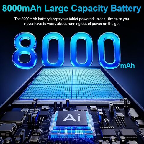 تابلت JJGJ 2026 Android 15 مع لوحة مفاتيح، 26 جيجابايت + 256 جيجابايت، توسيع 2 تيرابايت، تابلت 10 بوصة مع ثماني النواة، 8000 مللي أمبير، 5G WiFi، BT5.0، Widevine L1، Gemini AI، أجهزة لوحية 2 في 1 مع حافظة، ماوس، قلم (جراب أسود) in Kuwait