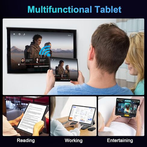 تابلت JJGJ 2026 Android 15 مع لوحة مفاتيح، 26 جيجابايت + 256 جيجابايت، توسيع 2 تيرابايت، تابلت 10 بوصة مع ثماني النواة، 8000 مللي أمبير، 5G WiFi، BT5.0، Widevine L1، Gemini AI، أجهزة لوحية 2 في 1 مع حافظة، ماوس، قلم (جراب أسود) in Kuwait