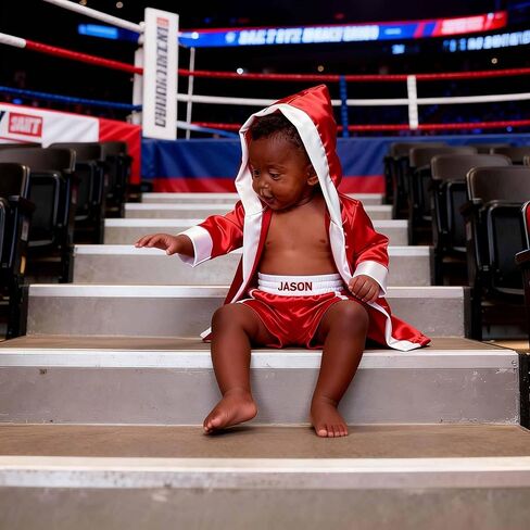 Custom Name Embroidery Baby Boxing Costume Set, Newborn Photo Outfit with Cape & Shorts, Infant Monthly Milestone Photography Prop for 0-3 Months Boys Girls in Kuwait