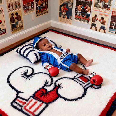 Custom Name Embroidery Baby Boxing Costume Set, Newborn Photo Outfit with Cape & Shorts, Infant Monthly Milestone Photography Prop for 0-3 Months Boys Girls in Kuwait