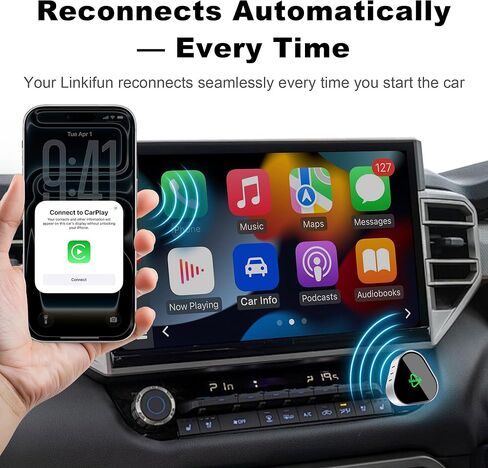 محول Carplay لاسلكي 2026، عالمي لأجهزة Apple iPhone وAndroid، التوصيل والتشغيل، تصميم محمول مع منفذ USB-A/Type-C in Kuwait