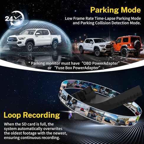 كاميرا داش أمامية 4K مناسبة لسيارة Toyota Tacoma 2024 2025 2026 الجيل الرابع TRD SR SR5 Sport Pre-Runner Off Road Limited & Tacoma Hybrid، فيديو 2160P HDR، كاميرا مظهر OEM، تطبيق WiFi 5.8G، GPS، التوصيل والتشغيل، مستشعر G in Kuwait