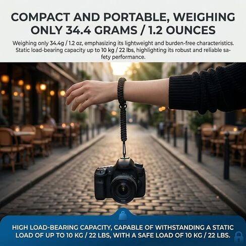 Camera Wrist Strap Adjustable Camera Hand Strap Universal Braided Cameras Rope Straps for DSLR or Mirrorless Cameras Rope Black in Kuwait
