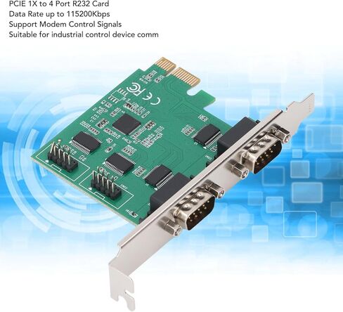 PCIE 1X to 4 Port RS232 Serial Adapter Card, ASIX AX99100 Chip, Compatible for WINXP, WIN7, WIN8, WIN10, WIN11, in Kuwait