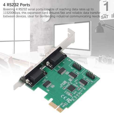 PCIE 1X to 4 Port RS232 Serial Adapter Card, ASIX AX99100 Chip, Compatible for WINXP, WIN7, WIN8, WIN10, WIN11, in Kuwait