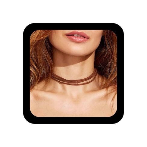 Boho Layered Leather Choker Necklace Brown Suede Choker Necklace Short Velvet Necklaces Punk Vintage Necklace Jewelry for Women and Teen Girls in Saudi Arabia