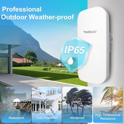 Outdoor WiFi Extender | 1200Mbps Dual Band WiFi Booster and Signal Amplifier | IP65 Waterproof | Transmission Range Up to 300 feet | Auto Fix | No App1 Ethernet | Supports 30 Devices in Kuwait