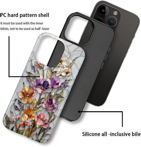حافظة CARLOCA لهاتف iPhone 16 Pro Max، تصميم زهور الفسيفساء النباتية العتيقة - حماية مزدوجة هجينة ناعمة من البولي يوريثان الحراري + البولي كربونات الصلب، غطاء مقاوم للصدمات مضاد للخدش للرجال والنساء والفتيات، حافظة هاتف أنيقة in Kuwait