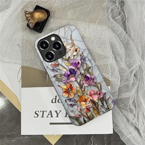 حافظة CARLOCA لهاتف iPhone 16 Pro Max، تصميم زهور الفسيفساء النباتية العتيقة - حماية مزدوجة هجينة ناعمة من البولي يوريثان الحراري + البولي كربونات الصلب، غطاء مقاوم للصدمات مضاد للخدش للرجال والنساء والفتيات، حافظة هاتف أنيقة in Kuwait