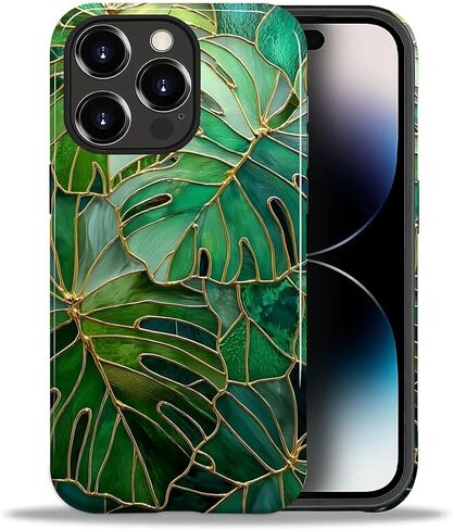 حافظة CARLOCA لهاتف iPhone 16 Pro Max، تصميم زهور الفسيفساء النباتية العتيقة - حماية مزدوجة هجينة ناعمة من البولي يوريثان الحراري + البولي كربونات الصلب، غطاء مقاوم للصدمات مضاد للخدش للرجال والنساء والفتيات، حافظة هاتف أنيقة in Kuwait