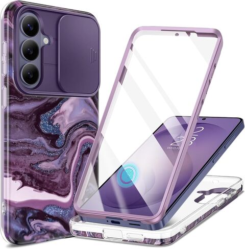 GVIEWIN for Samsung Galaxy S26 Plus Case, [Slide Camera Cover & Built-in Screen Protector] [Military-Grade Shockproof] Marble Rugged Full Body Protection Phone Case for S26+ Plus 6.7",Quicksand/Purple in Saudi Arabia