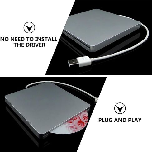 محرك أقراص DVD محمول USB 3.0 ومشغل DVD خارجي لأجهزة الكمبيوتر المحمول وسطح المكتب، ناسخ أقراص ضوئية باللون الرمادي الفضي متوافق مع أقراص CD ROM in Kuwait