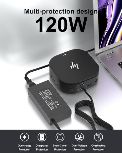 محول طاقة 120 وات متوافق مع قاعدة HP Thunderbolt Dock 120W G5 G2 Elite USB-C G4، متوافق مع محول إمداد سلك الطاقة لمحطة الإرساء HP G5 (4.5 * 3.0 مم) in Kuwait