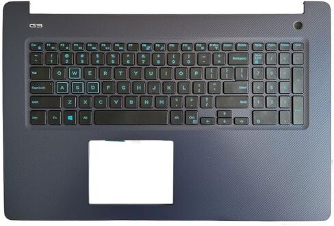 لوحة مفاتيح الكمبيوتر المحمول OEM الأمريكية لجهاز Dell Inspiron G3 17 3779 5779 مع ملحقات استبدال الغطاء العلوي لمسند اليد الأزرق (إضاءة خلفية للخط الأزرق) in Kuwait