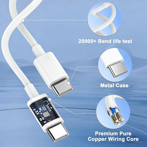 iPhone 17/17 Pro Max Fast Charger,2Pack 60W Super Fast Charging USB C Wall Charger Block Dynamic Power Adapter with 6FT USB C to C Cable Cord for iPhone 17/17 Pro/17 Pro Max/Air/16/16 Pro/15/Plus,iPad in Kuwait