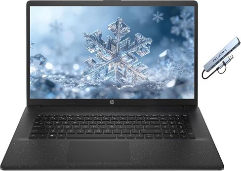 كمبيوتر محمول HP للأعمال مقاس 17.3 بوصة، Intel 10-Core i5، ذاكرة وصول عشوائي 4 جيجابايت وذاكرة وصول عشوائي سعتها 256 جيجابايت SSD، نظام التشغيل Windows 11 مع AI Copilot Ready، لوحة مفاتيح رقمية، مصراع خصوصية الكاميرا، موزع PLUSERA 8 في 1 متضمن، أسود داكن in Kuwait