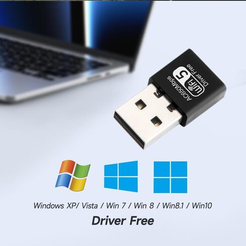 دونجل USB واي فاي لاسلكي 650 ميجابت في الثانية 802.11ac واي فاي 5 ثنائي النطاق 2.4/5 جيجا هرتز محول شبكة دونجل للكمبيوتر المحمول المكتبي يدعم Windows 10/8/7/XP، MAC OS، Linux إلخ in Kuwait