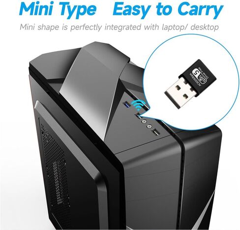 دونجل USB واي فاي لاسلكي 650 ميجابت في الثانية 802.11ac واي فاي 5 ثنائي النطاق 2.4/5 جيجا هرتز محول شبكة دونجل للكمبيوتر المحمول المكتبي يدعم Windows 10/8/7/XP، MAC OS، Linux إلخ in Kuwait