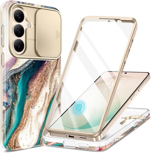 حافظة GVIEWIN لهاتف Samsung Galaxy S26 Plus، [غطاء كاميرا منزلق وواقي شاشة مدمج] [مقاوم للصدمات من الدرجة العسكرية] حافظة هاتف متينة رخامية لحماية الجسم بالكامل لهاتف S26+ Plus 6.7 بوصة، رمال متحركة/أرجواني in Kuwait