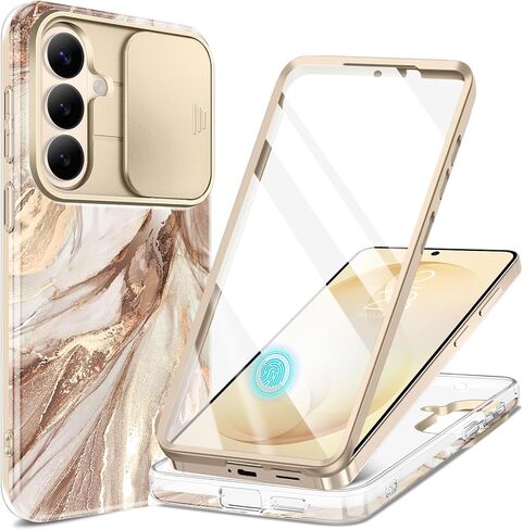 GVIEWIN for Samsung Galaxy S26 Plus Case, [Slide Camera Cover & Built-in Screen Protector] [Military-Grade Shockproof] Marble Rugged Full Body Protection Phone Case for S26+ Plus 6.7",Quicksand/Purple in Saudi Arabia