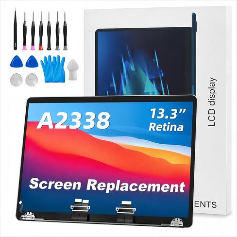 استبدال شاشة A2337 A2337 LCD لـ 13 بوصة MacBook M1 air 2020 Year 2560x1600 استبدال LCD مجموعة كاملة لـ EMC 3598 MGN63 فضي in Kuwait