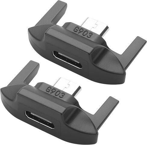 محول YAODHAOD USB-C متوافق مع ماوس الألعاب اللاسلكي Logitech G903 - محول شحن Micro USB إلى USB-C لطراز ماوس Logitech GPW المحدد (لا يوجد دعم لنقل البيانات) (قطعتان) (G903) in Kuwait