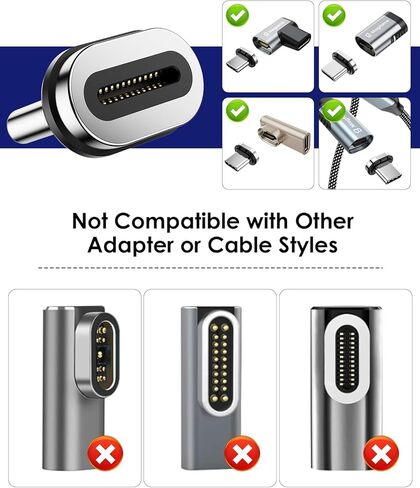 2Pack 24Pin Magnetic USB C Adapter 240W with 4Pack USB C Tips 40Gbps Type C Adapter Extender 90 Degree, 4K Video in Kuwait