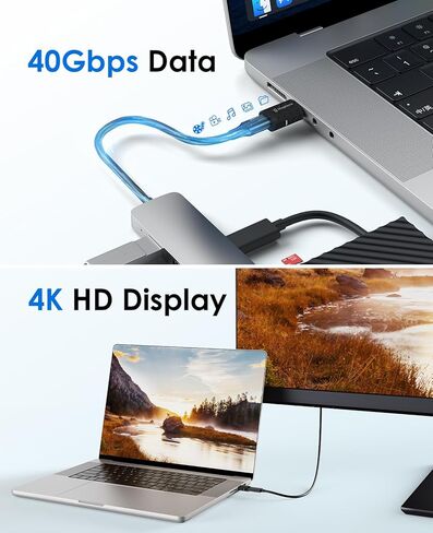 2Pack 24Pin Magnetic USB C Adapter 240W with 4Pack USB C Tips 40Gbps Type C Adapter Extender 90 Degree, 4K Video in Kuwait