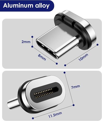 2Pack 24Pin Magnetic USB C Adapter 240W with 4Pack USB C Tips 40Gbps Type C Adapter Extender 90 Degree, 4K Video in Kuwait