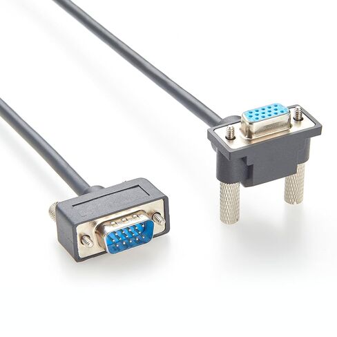 كابل شاشة VGA SVGA بزاوية سفلية فائق النحافة HD15 ذكر إلى أنثى 1920x1080P دقة عالية للتلفزيون عالي الدقة وأجهزة الكمبيوتر الصناعية والشاشة ومفتاح KVM (أسفل، 2M/6.6FT) in Kuwait