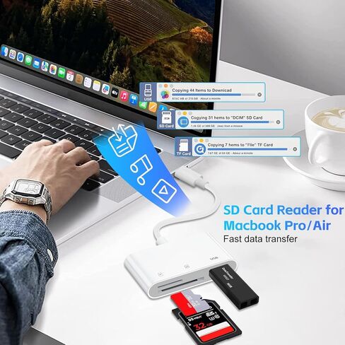 قارئ بطاقة SD لجهاز iPhone USB C، قارئ بطاقة ذاكرة Micro Sd 3 في 1 USB C مع فتحات مزدوجة، محول كاميرا إلى كمبيوتر محمول متوافق مع iPhone من النوع C، كاميرا قارئ بطاقة Usbc Sd، Android، MacBook Pro/Air، كمبيوتر محمول. in Kuwait