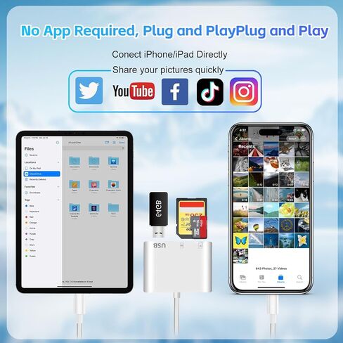 قارئ بطاقة SD لجهاز iPhone USB C، قارئ بطاقة ذاكرة Micro Sd 3 في 1 USB C مع فتحات مزدوجة، محول كاميرا إلى كمبيوتر محمول متوافق مع iPhone من النوع C، كاميرا قارئ بطاقة Usbc Sd، Android، MacBook Pro/Air، كمبيوتر محمول. in Kuwait