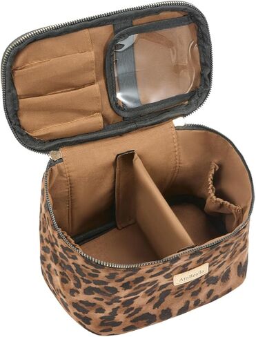 Large Makeup Bag with Handle Travel Cube Cosmetic Bags Brush Holder Zipper Pouch Case Organizer for Women in Kuwait