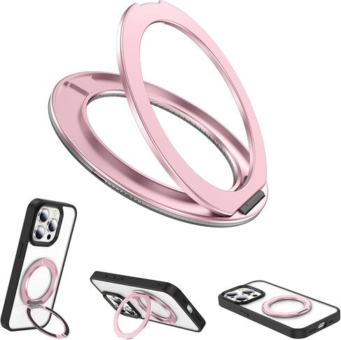 360° Rotation Cell Phone Ring Holder Stand [Built-in Damping - Stress Anxiety Relief] Sticky Metal Magnetic Phone Ring Grip Compatible with iPhone and Most Smart Phones, Black in Saudi Arabia