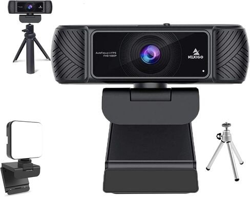 NexiGo 60FPS 1080P Webcam Kits, N680P FHD USB Web Camera with Software Control and Privacy Cover, Upgraded Video Conference Lighting, Extendable Tripod Stand, for Zoom/Skype/Teams in Kuwait