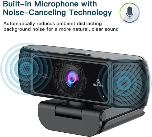 NexiGo 60FPS 1080P Webcam Kits, N680P FHD USB Web Camera with Software Control and Privacy Cover, Upgraded Video Conference Lighting, Extendable Tripod Stand, for Zoom/Skype/Teams in Kuwait