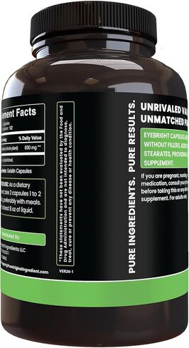PURE ORIGINAL INGREDIENTS Eyebright (365 Capsules) No Magnesium Or Rice Fillers, Always Pure, Lab Verified in Saudi Arabia