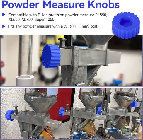مقابض قياس مسحوق ERETOW متوافقة مع Dillon - مقابض تعديل لملحقات إعادة التحميل Dillon 550 XL750 XL650 Super 1050، تناسب مسمار 7/16 بوصة (أزرق، 6 عبوات) in Kuwait