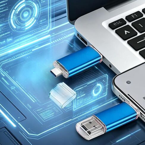 حزمة واحدة من محرك أقراص فلاش USB C سعة 16 جيجابايت محرك أقراص فلاش مزدوج من النوع C + USB A محرك أقراص فلاش ميموري ستيك 2 في 1 محرك إبهام USB 2.0 للتخزين والنسخ الاحتياطي للهواتف الذكية التي تعمل بنظام Android والكمبيوتر اللوحي والكمبيوتر الشخصي، أزرق in Kuwait