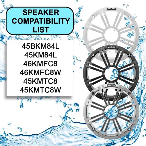 KICKER 45BKMG8W 8" Marine Speaker Grille (White) Compatible ONLY 8" KM, KMFC and KMTC Series Marine Speakers - Price per Single Unit, 1 Grille in Kuwait