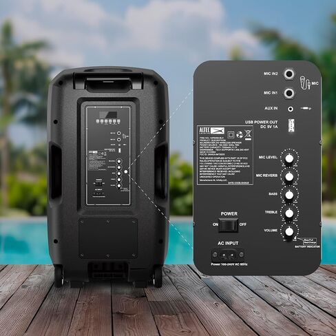 Altec Lansing - مكبر صوت بلوتوث Soundrover 210 مع أضواء، مكبر صوت لاسلكي للحفلات بقدرة 210 واط، مكبرات صوت بلوتوث خارجية مع أوضاع LED متعددة الألوان، بطارية 12 ساعة، مدخلات ميكروفون وجيتار in Kuwait