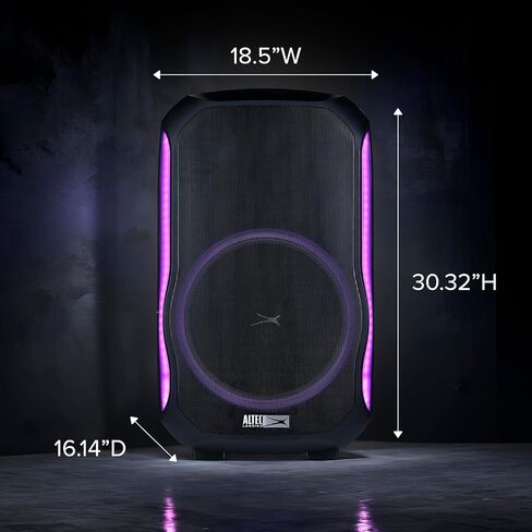 Altec Lansing - مكبر صوت بلوتوث Soundrover 210 مع أضواء، مكبر صوت لاسلكي للحفلات بقدرة 210 واط، مكبرات صوت بلوتوث خارجية مع أوضاع LED متعددة الألوان، بطارية 12 ساعة، مدخلات ميكروفون وجيتار in Kuwait