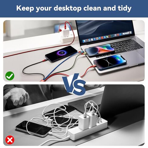 كابل شحن متعدد 6 في 1 من مينلو، 2 حزمة سلك شواحن متعددة بطول 6 أقدام لجميع الأجهزة مضفر USB A/C إلى Lightning/USB C/Micro USB منافذ شاحن عالمي لسلسلة iPhone/Samsung S25/الأجهزة اللوحية/PS in Kuwait
