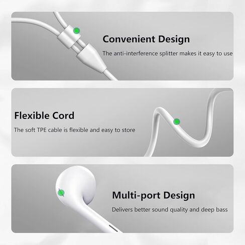 1 حزمة سماعات أذن USB C، سماعات أذن سلكية من النوع C، سماعات أذن من النوع C مع ميكروفون وتحكم في مستوى الصوت متوافقة مع iPhone 15/16e Plus Pro Max/S25 S24 S23 S22 S21 Ultra Edge/Pad Pro/Pixel 9 8 7 in Kuwait