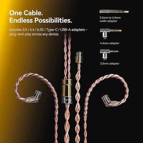 Tipsy M5 Ultra IEM، 5-Driver Hybrid (توصيل عظمي + DD + 2BA + Planar)، يتضمن مقابس 3.5/4.4/6.35 وDAC ثنائي الشريحة Hi‑Fi، وديناميكيات كبيرة، ودقة عالية، وتفاصيل فائقة in Kuwait