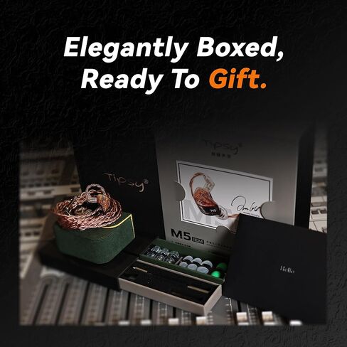 Tipsy M5 Ultra IEM، 5-Driver Hybrid (توصيل عظمي + DD + 2BA + Planar)، يتضمن مقابس 3.5/4.4/6.35 وDAC ثنائي الشريحة Hi‑Fi، وديناميكيات كبيرة، ودقة عالية، وتفاصيل فائقة in Kuwait
