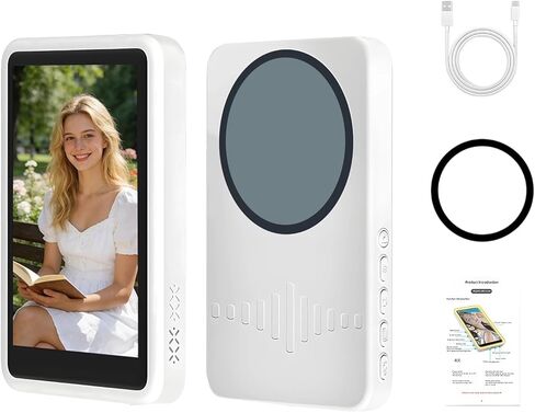 Wireless Back Camera Monitor, IPS Vlog Selfie Screen with 4K 30Fps, Strong Attachment, Adjustable Fill Light, Wireless Remote, 2000Mah Battery, Type-C Charge, White in Kuwait